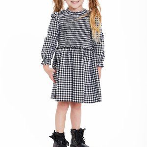 NWT Wonder Nation Toddler Girl Black White Buffalo Plaid Holiday Dress Christmas